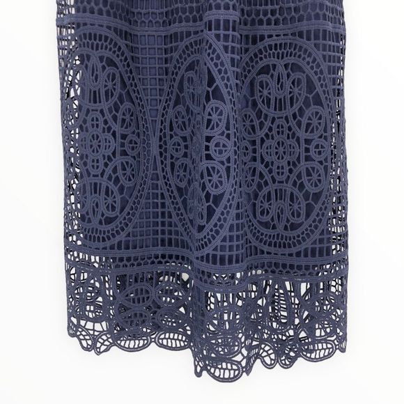 Bardot French Navy Lace Strappy Back Knee Length Dress size 6/Small - Picture 5 of 12